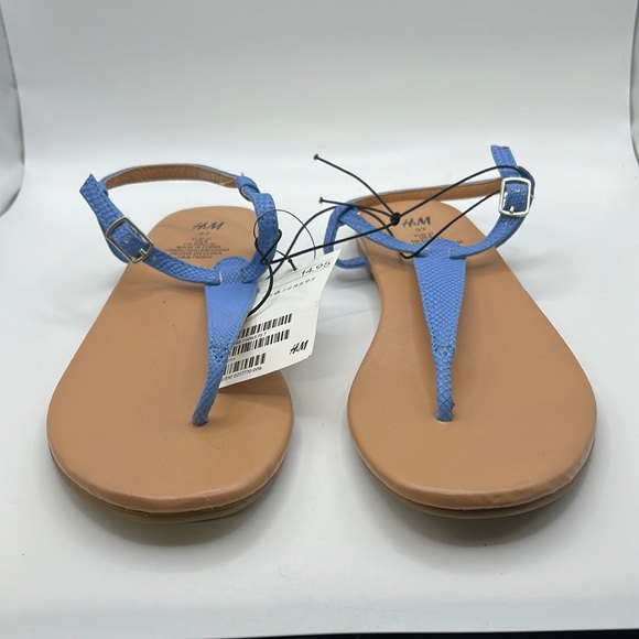 NWT H&M Sandals Thongs Shoes Blue Womens Size 6 37 - Picture 2 of 13